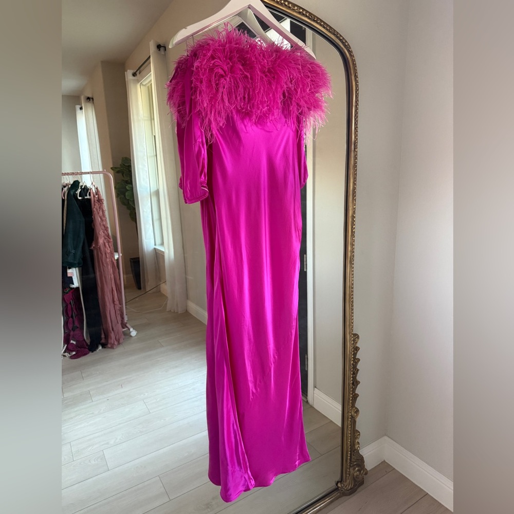 Cult Gaia Terra Feather Gown in Pink Anemone - Picture 6 of 12